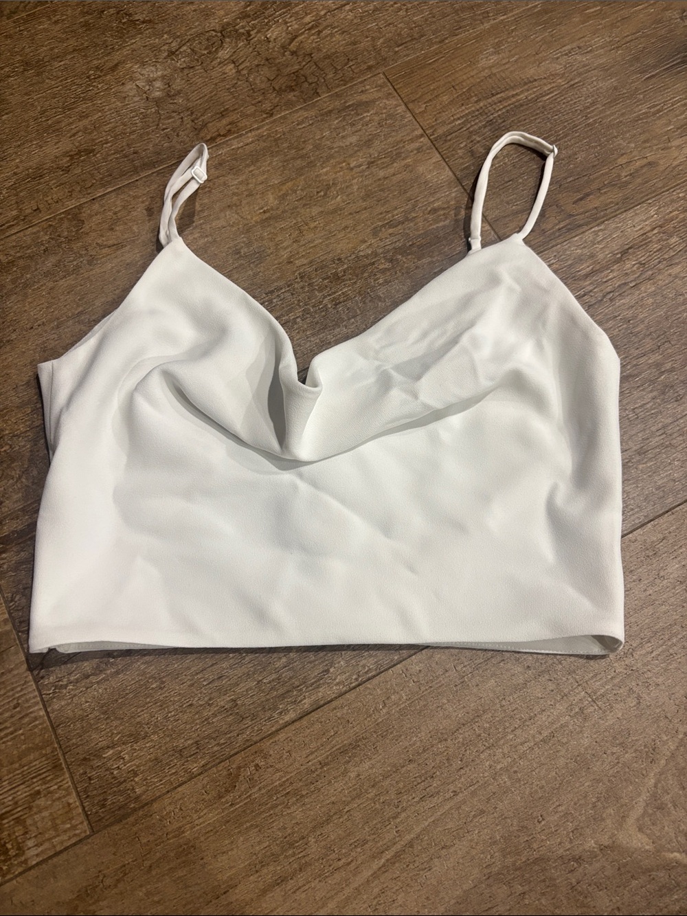 Zara Cowl Neck White Crop top with Adjustable Straps